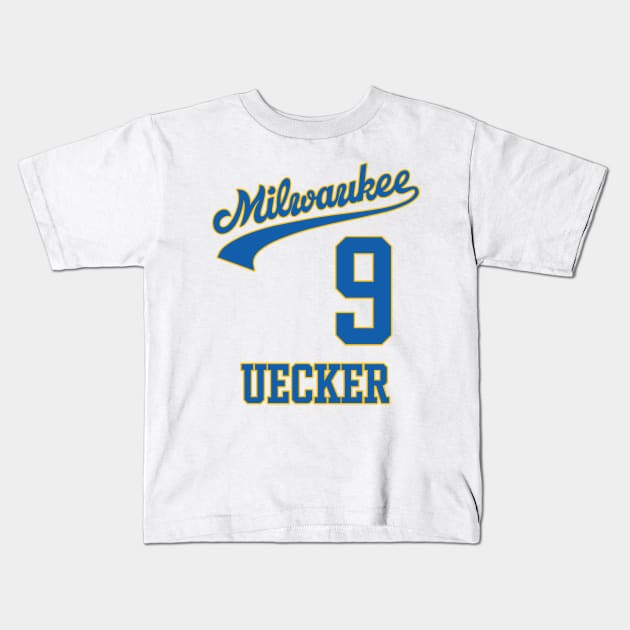 Retro Bob Uecker Baseball Jersey Tribute Kids T-Shirt by darklordpug